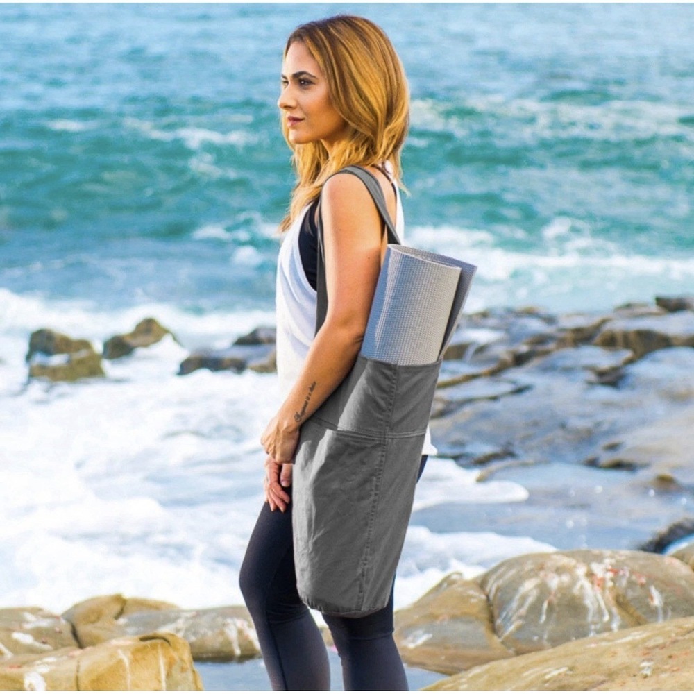 Yoga Mat Bag Sling Carrier Tote with Large Side Pocket Zipper‎ Fits Most Mats